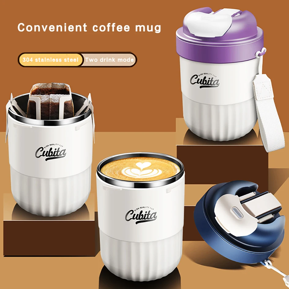 304 Stainless Steel Mugs Netred High-Looking Portable Travel Cup Car-Mounted Coffee Cup Keep Warm And Cool Sealed And Leak-Proof