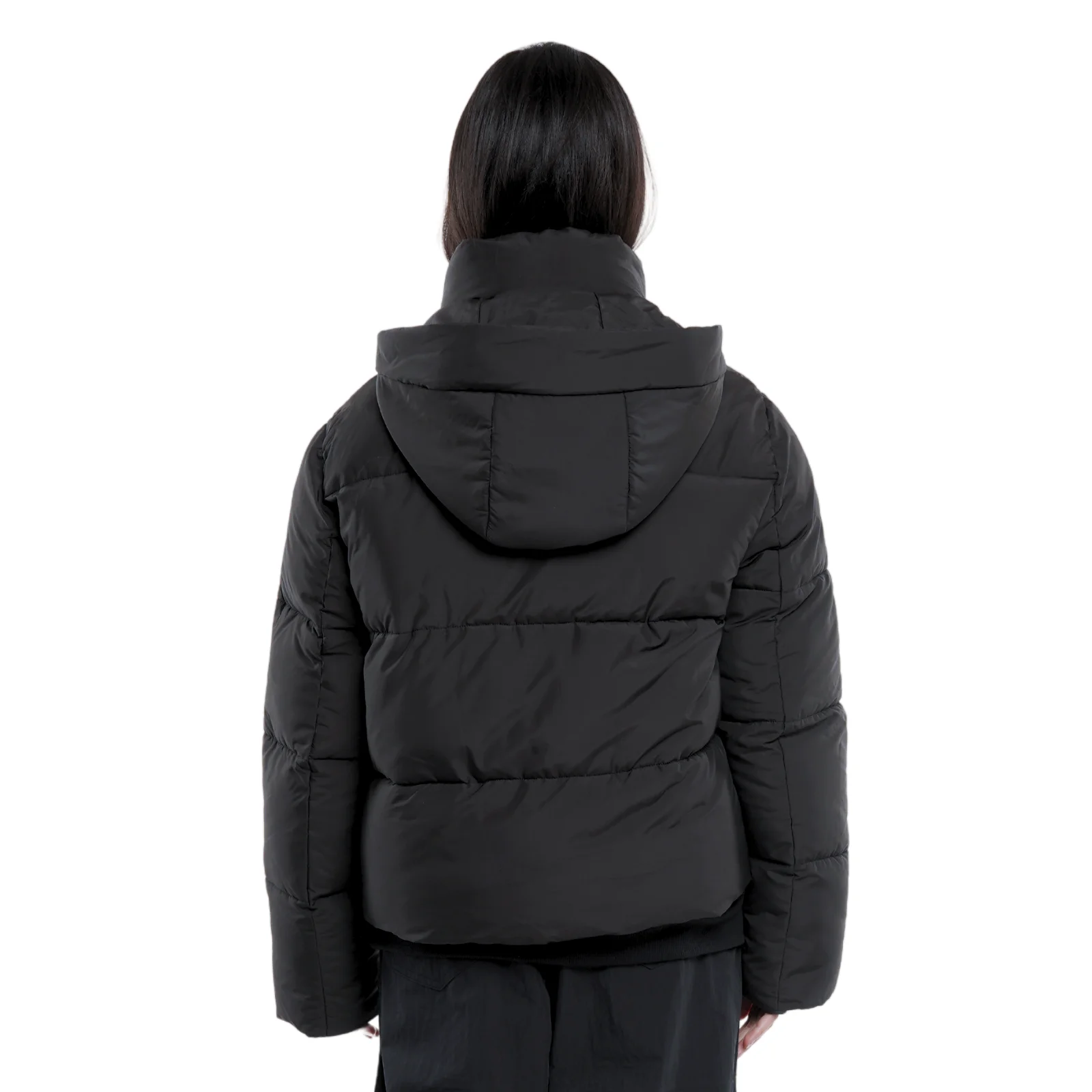 Women Winter Puffer Jackets with Removable Hood Zip Pockets Stand Collar Warm Ladies Quilted Coat