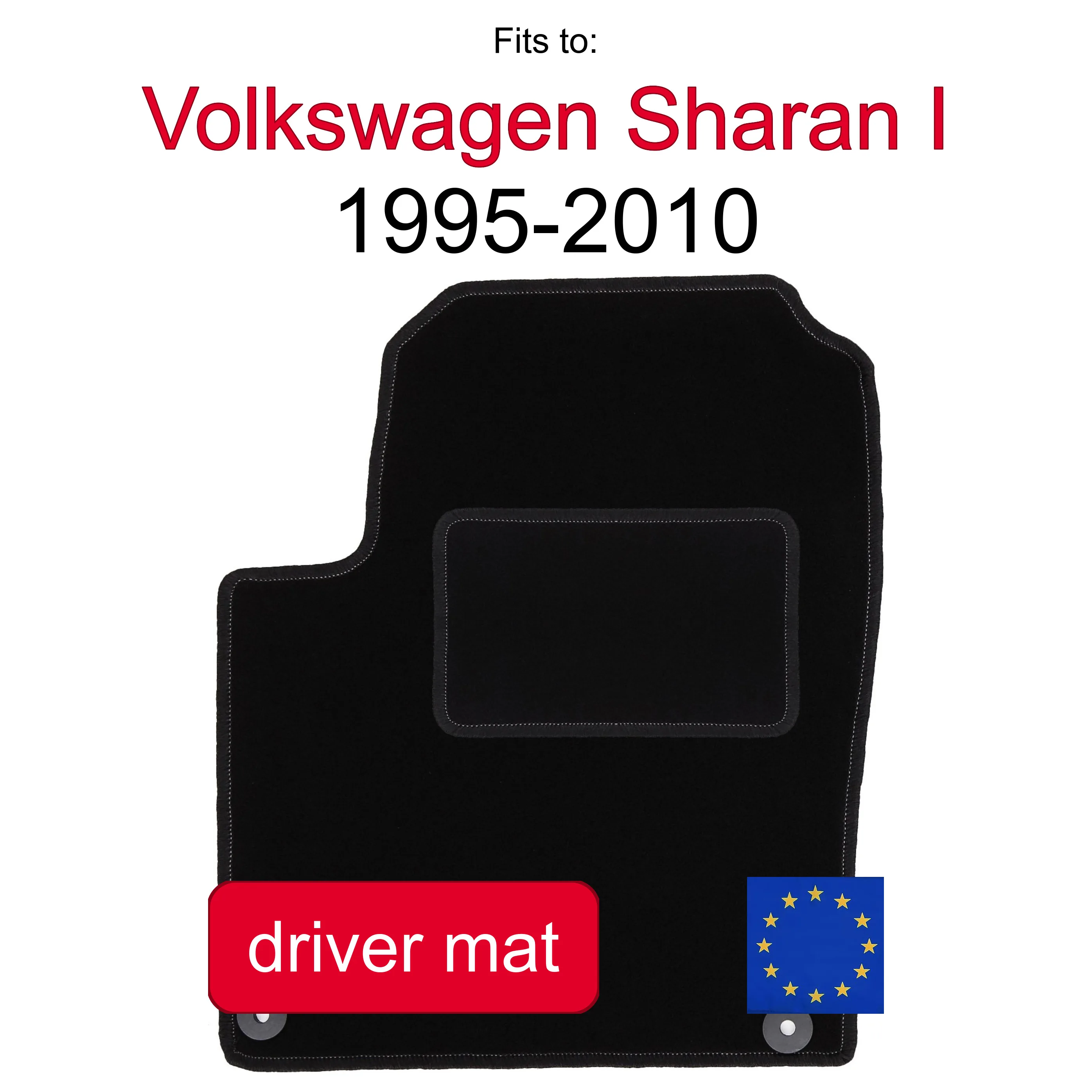 Velour autovloerkleed voor Seat Alhambra en minivan (1995-2010) - Zwart, passend (1 stuk)