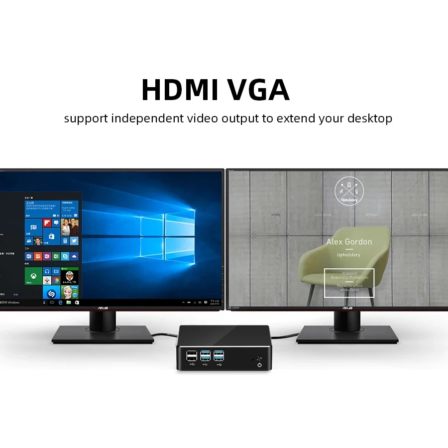 XCY X35 Mini PC Intel i7-5500U 4500U 8x USB HDMI VGA Display WiFi Gigabit Ethernet Windows 7/10 Ubuntu OpenWrt