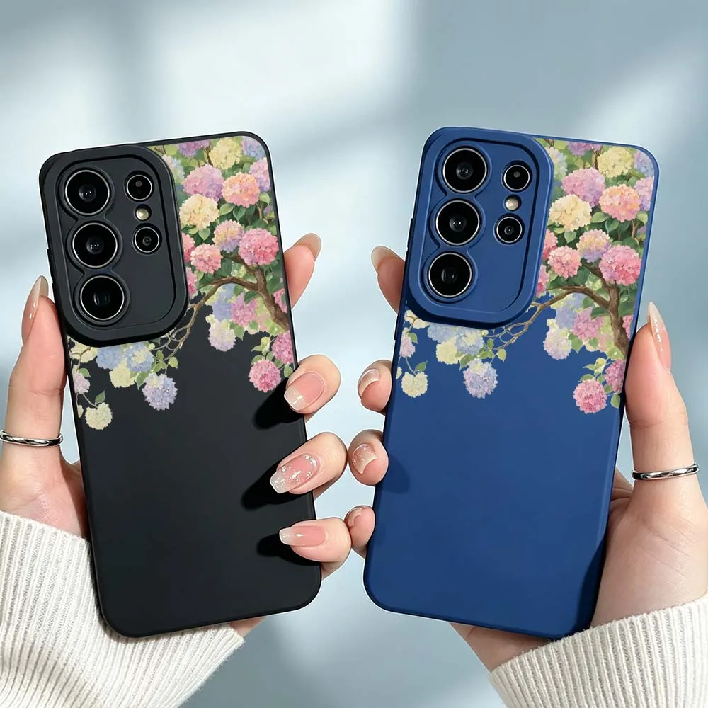 Colorful Hydrangea Flower Branch For Samsung Galaxy S26 S25 S24 S23 S22 S21 A55 A54 A35 A15 Ultra FE Plus Phone Case Cover