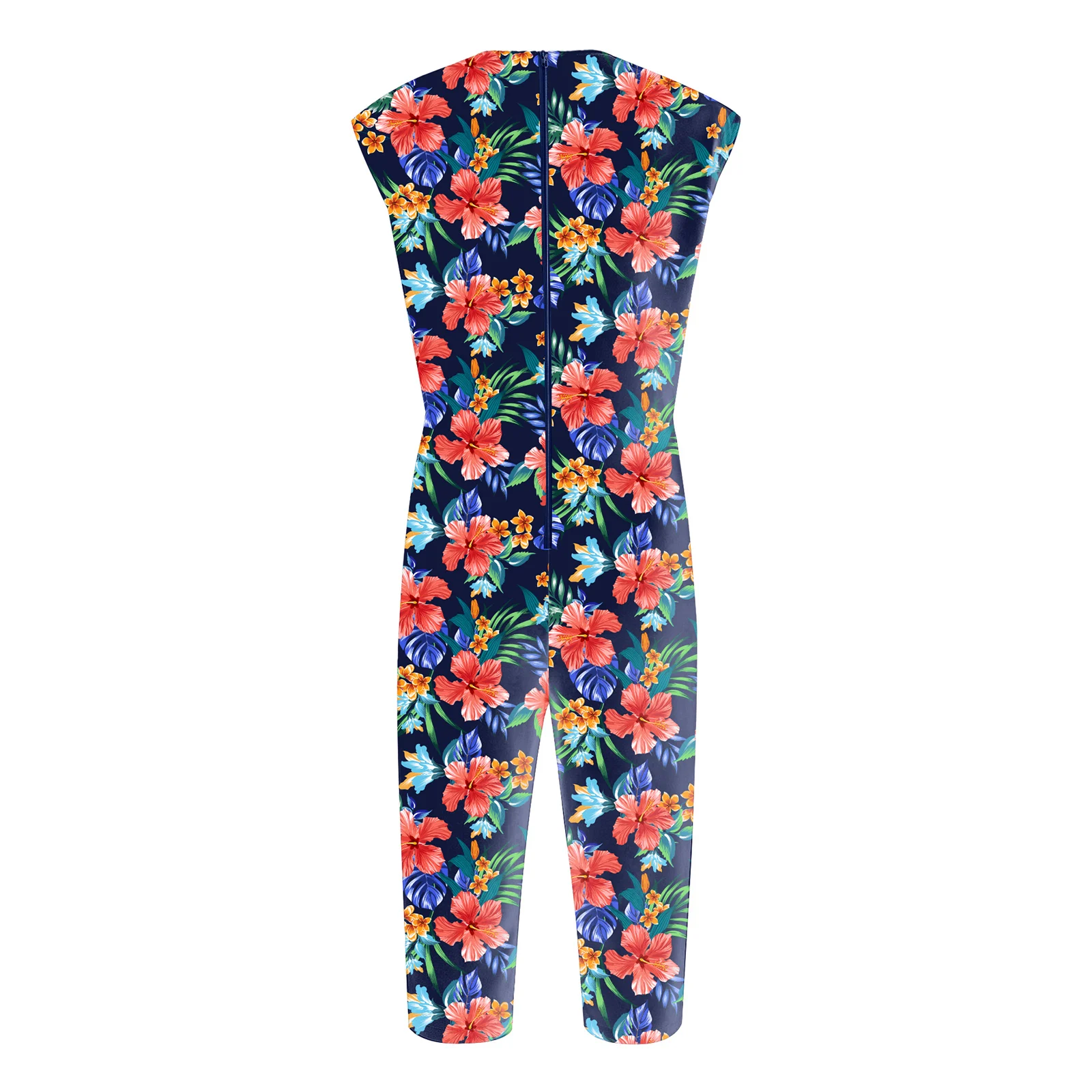 New Women Special Needs Pyjamas V-neck Sleeveless Back Zipper Print Jumpsuit Bodysuit for Nursing Homes Hospitals