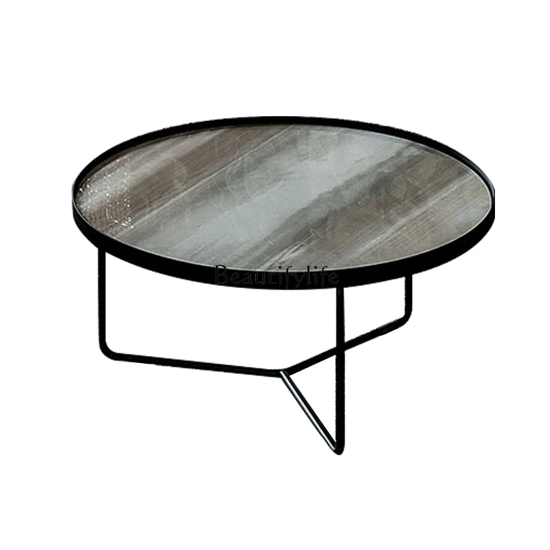 

Marble round coffee table stainless steel