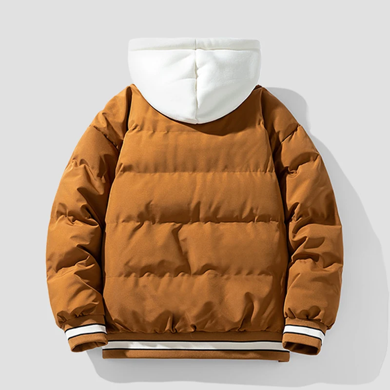 Parkas à capuche décontractés pour hommes, vestes rembourrées en coton, vêtements d\'extérieur chauds, coupe-vent pour jeunes, vêtements de