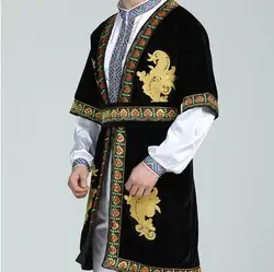 Uzbekistan Performance Men Long Vest Uighur Dance Cloth Include Belt Stage Folk Spring