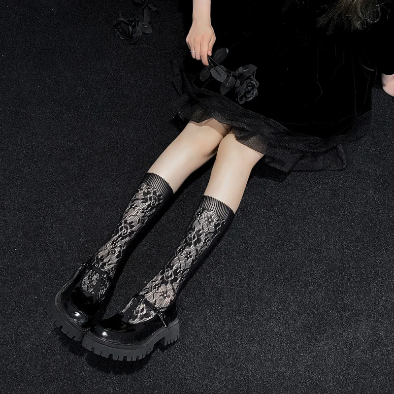 

Lace Trim Mid-Calf Socks Women StyleJKJapanese Style Cute Sweet Long Thin TubeLolita