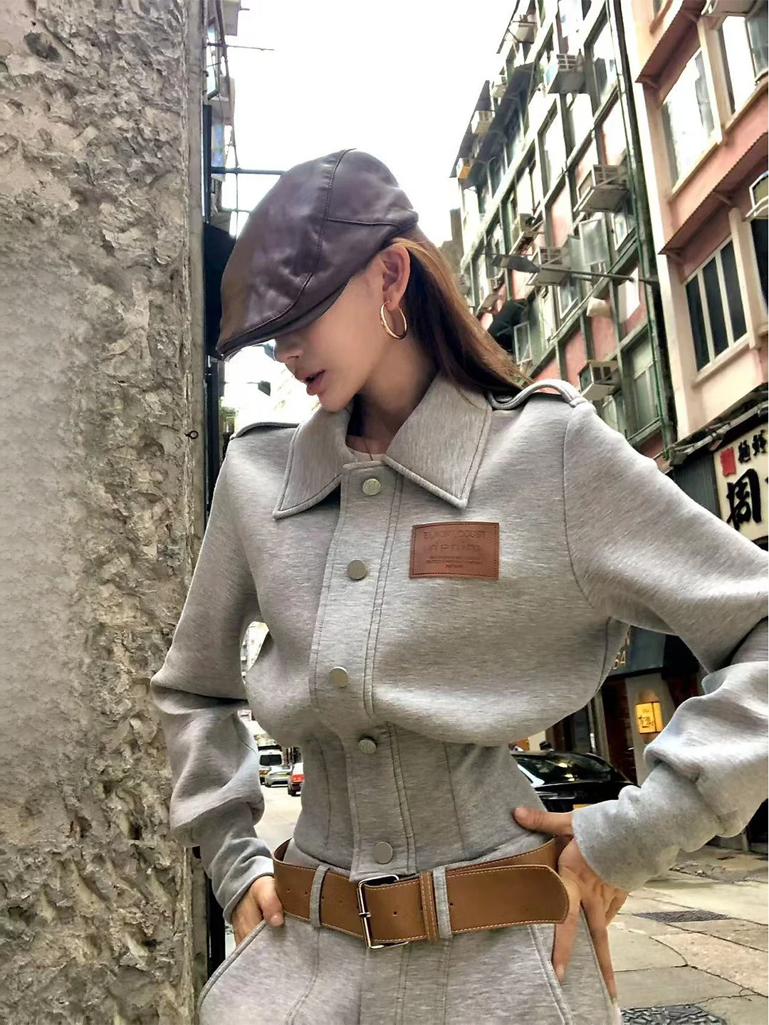 

Женская осенне-зимняя куртка Lililiwj в американском ретро-стиле с воротником-стойкой, приталенная, приталенного силуэта, стандартной длины