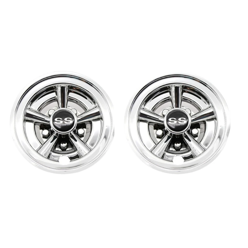 2Pcs 8Inch SS Golf Cart Wheel Covers, 5 Spoke Design Hub Cap For Golf Carts For Club Car, EZGO, Yamaha