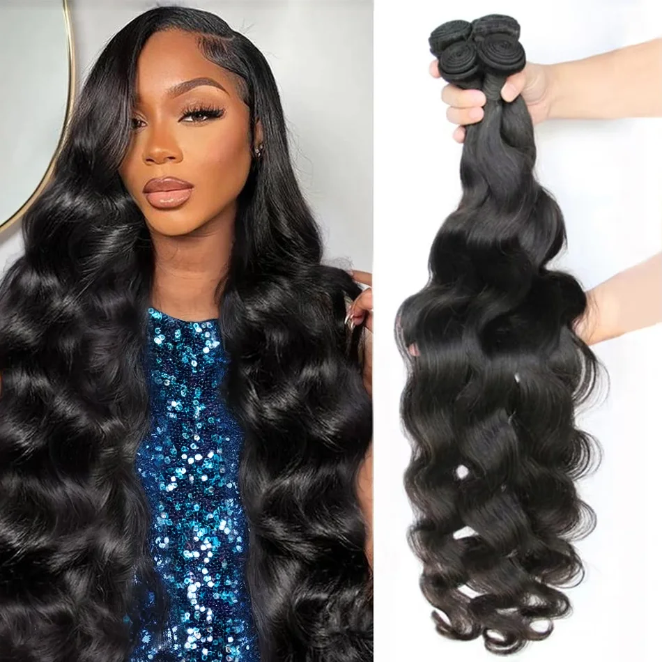 30 32 Inch Bundles 3/4 Pcs Body Wave Bundles 100% Human Hair Brazilian Unprocessed Human Hair Water Wavy Bundles Wave Extension