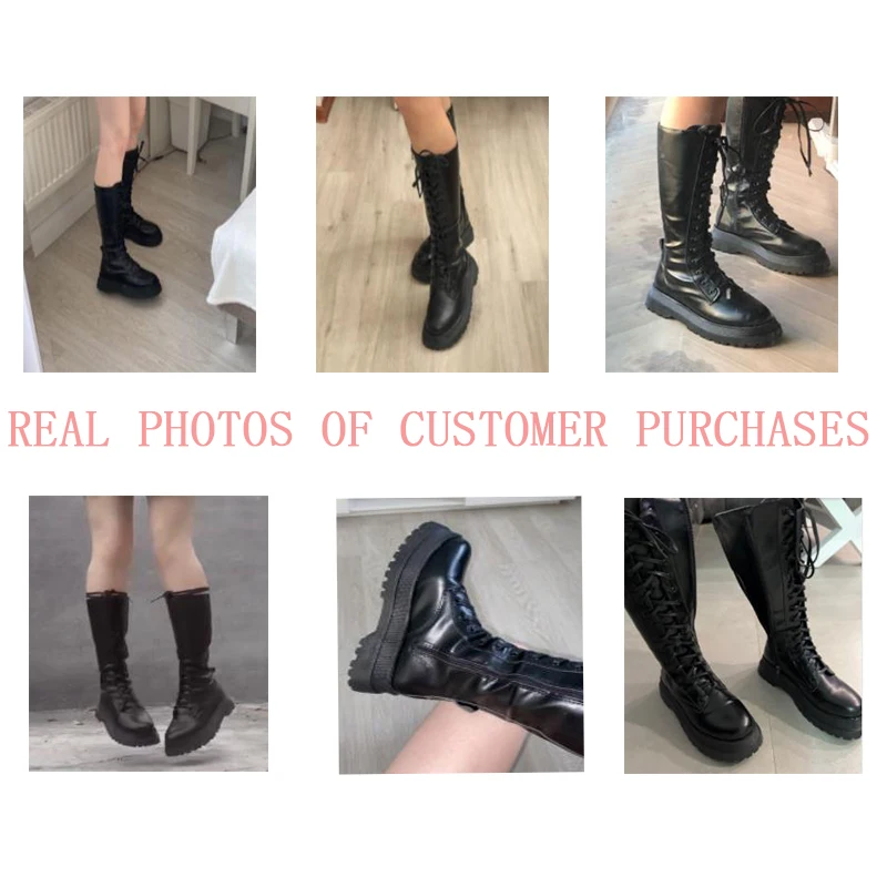 Chunky Platform Pu Leather Knee High Boots Women Punk Increasing Long Female Lace Up Booties Mujer 2021 Zip Chelsea Women Shoes