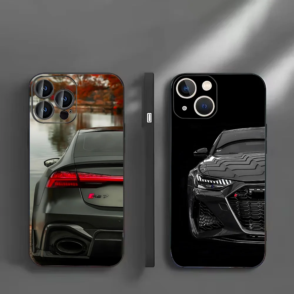 

D-RS6-RS7 Sports Car Phone Case For IPhone 16,15,14,13,12,11,XS,XR,X,8,7,Pro,Max,Plus,mini Silicone Black Cover