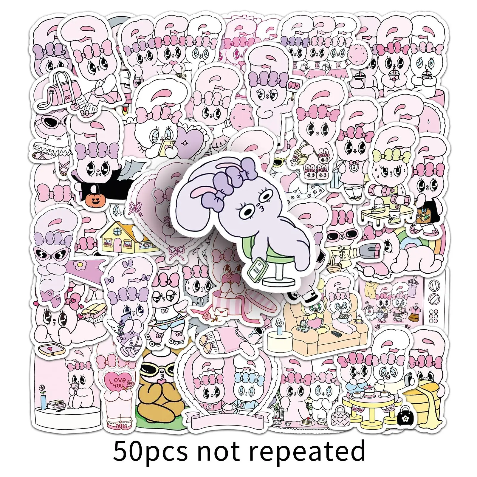 

50PCS Cute EstherBunny Graffiti Sticker Cartoon Fun Creative Decoration Water Cup Stationery Box Guitar Luggage Guitar Decal
