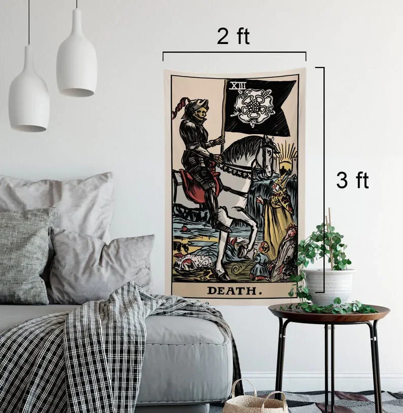 The Death Tarot Card Full Color Skull Rider Waite Deck Tapestry Wall Hanging Decor For Living Room Dorm