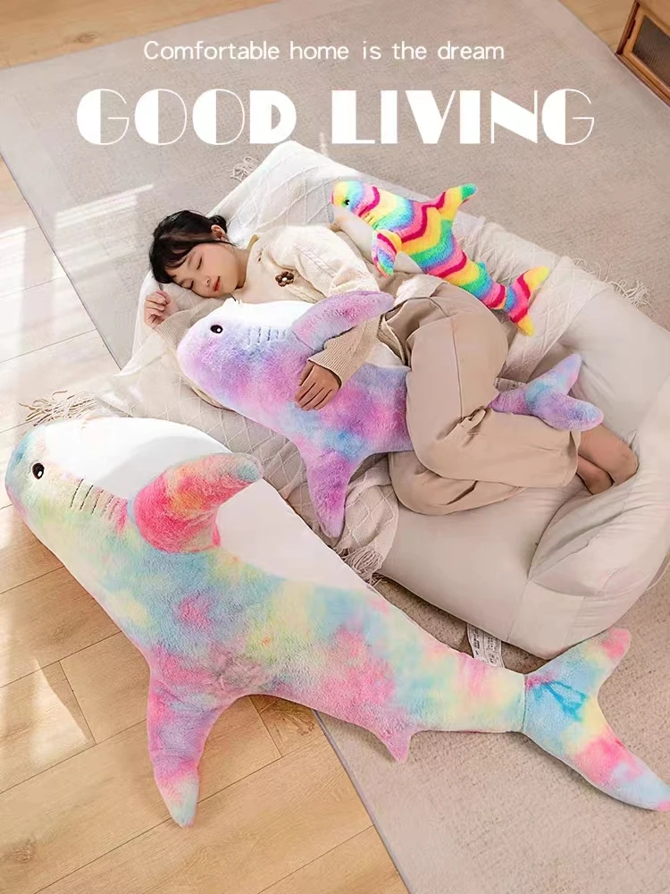 140cm Giant Cute Shark Plush Toy Soft Stuffed Speelgoed Animal Reading Pillow for Birthday Gifts Cushion Doll Gift For Boy Girl