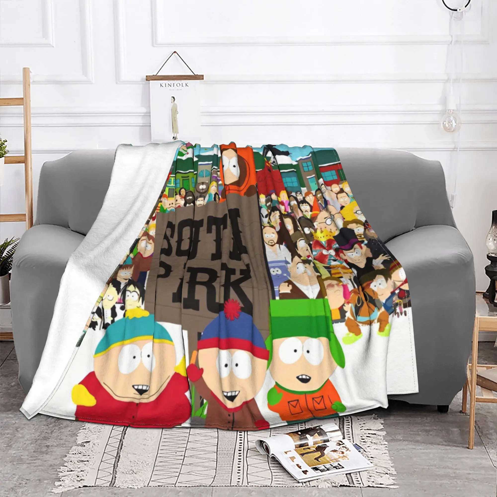 South Boys Kenny  Blankets  Southparkk Cartoon Flannel Throw Blankets Bedroom Sofa Portable Ultra-Soft Warm Bedspreads