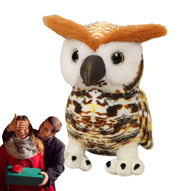 Stuffed Owls Toy Simulation Owls Stuffed Animal Realistically-Detailed 7.87Inch Hugging Plush For KidsBedding Sleeping Home