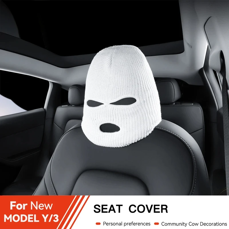 High-Quality Car Headrest Cover, Fits 2021 - 2025 Tesla Model 3/Y, Halloween Fun Universal Style, Perfect Gift