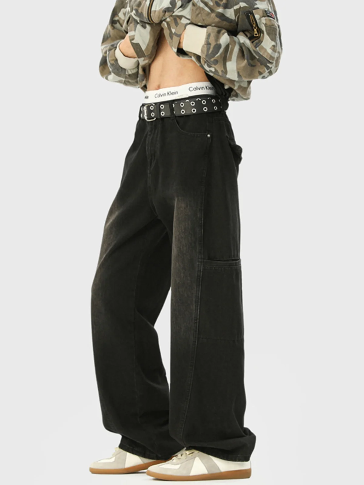 

Мужские джинсы в американском стиле ретро, весна-осень, уличные сложенные тяжелые широкие брюки, расклешенные повседневные длинные брюки, джинсы