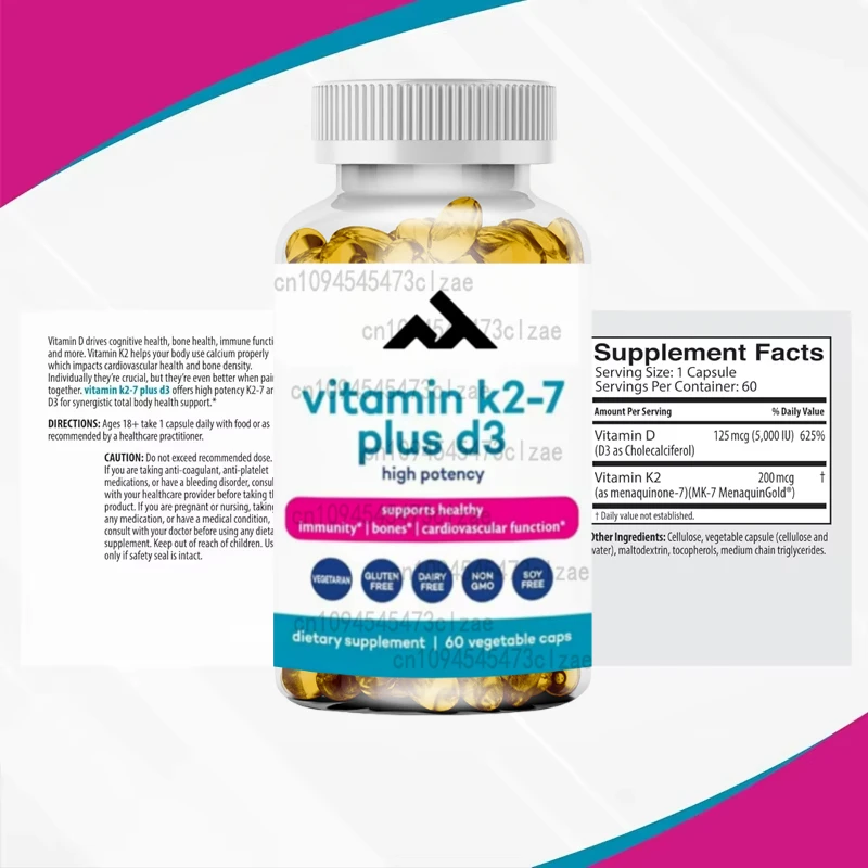 فيتامين K2-7 + D3 Elite – دعم متقدم للقلب والعظام والمناعة مع توفر حيوي معزز