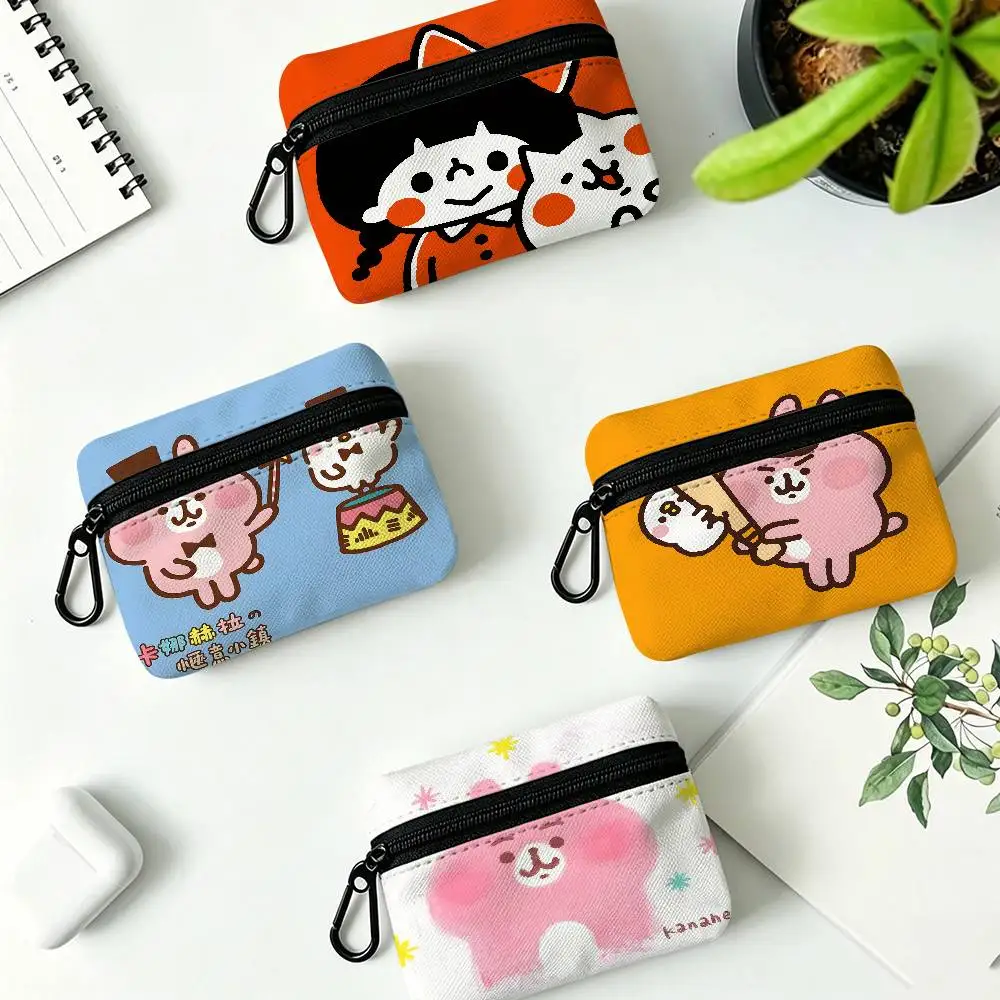 I-Illustrator-Kanahei Minimal-Kawaii Oxford Cloth Zipper Wallet Multifunctional Hanging Coin Bag For Credit Cards Keys