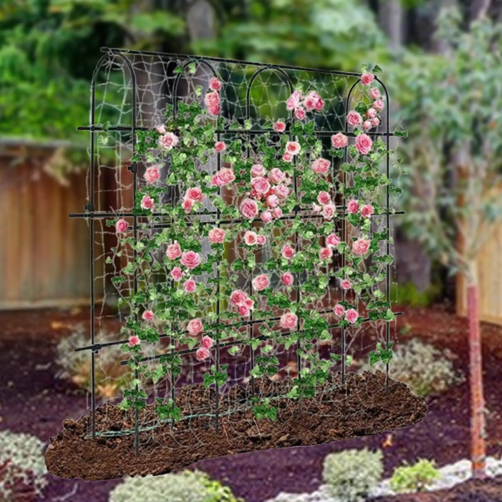 Garden Cucumber Trellis for Climbing Plants Outdoors for Raised Bed with Gardening Tools, Arch U Shape Netting Garden Trellis