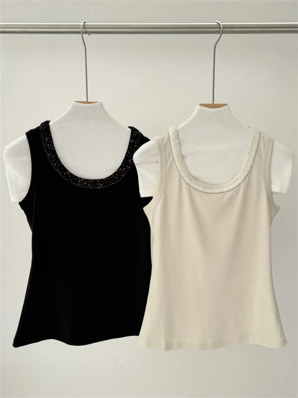 

2026 Spring/Summer New Clothes U-Neck Cotton Blend Vest Sleeveless Knit Inner Layer Versatile Tanks Top for Women