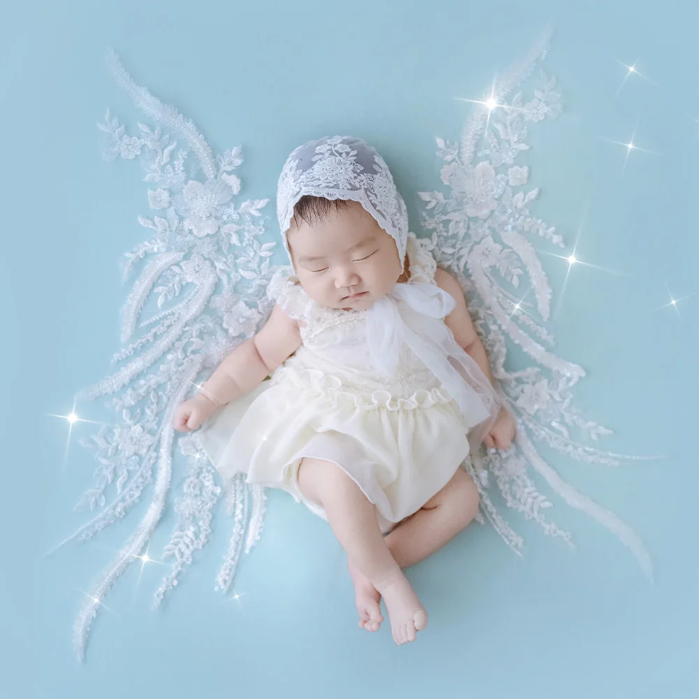 

Newborn Baby Girls Clothes Photography Outfit Lace Suspender Dress Printed Hat Butterfly Wings Studio Shooting Decorative Props