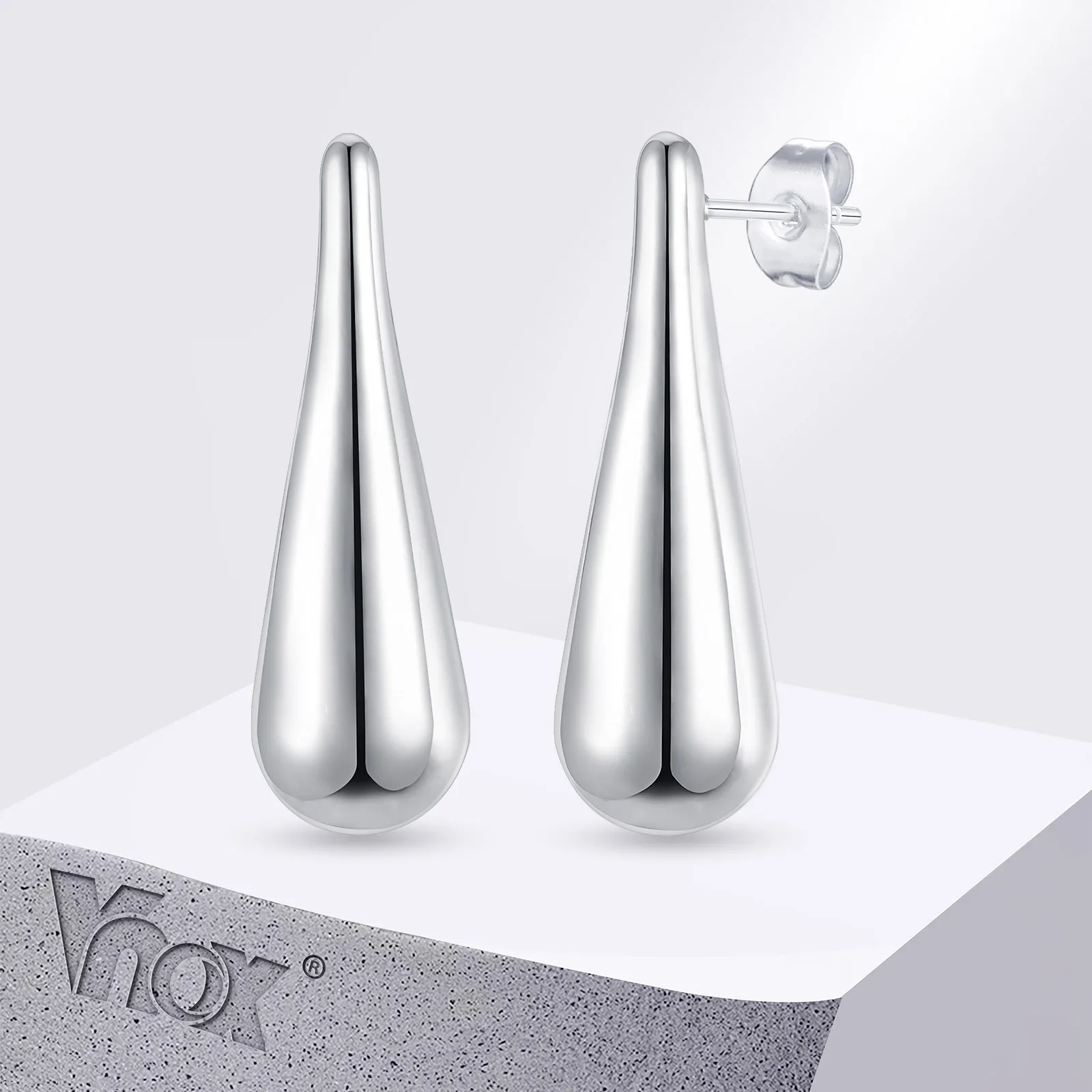 

Vnox 1 Pair Water Droplet Stud Earrings For Women,girls Sliver Gold Color Stainless Steel Ear Jewelry,simple Long Design Gifts