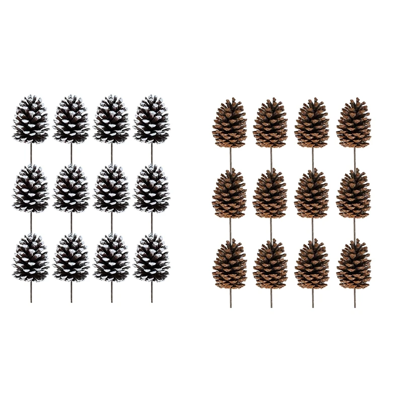 

12Pcs Natural Pine Cone Picks Christmas Pinecone Sprays Medium Pinecones Picks With Wired Stems 8.3 Inch Tall For Xmas