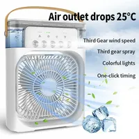 New Mini Portable Air Conditioner Fan Evaporative Air Cooler with 7 Colors LED Light 3 Wind Speeds and 3 Spray Modes