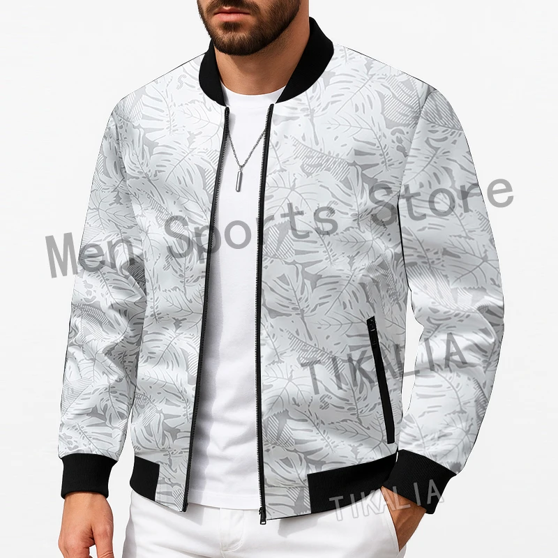 سترة رجالية كاجوال بقصة ضيقة، معطف منفوخ خفيف الوزن مطبوع، ملابس خارجية عصرية للارتداء اليومي، ملابس ربيع الخريف