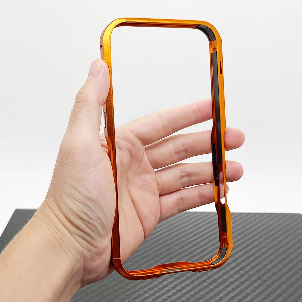 Lekka aluminiowa ramka metalowa do etui na iPhone 17 Pro Max, Air 16, 15 Plus, 14, 13 Mini, 12, metalowy bumper, odporna na wstrząsy osłona z ochroną obiektywu. — zdjęcie produktu 2