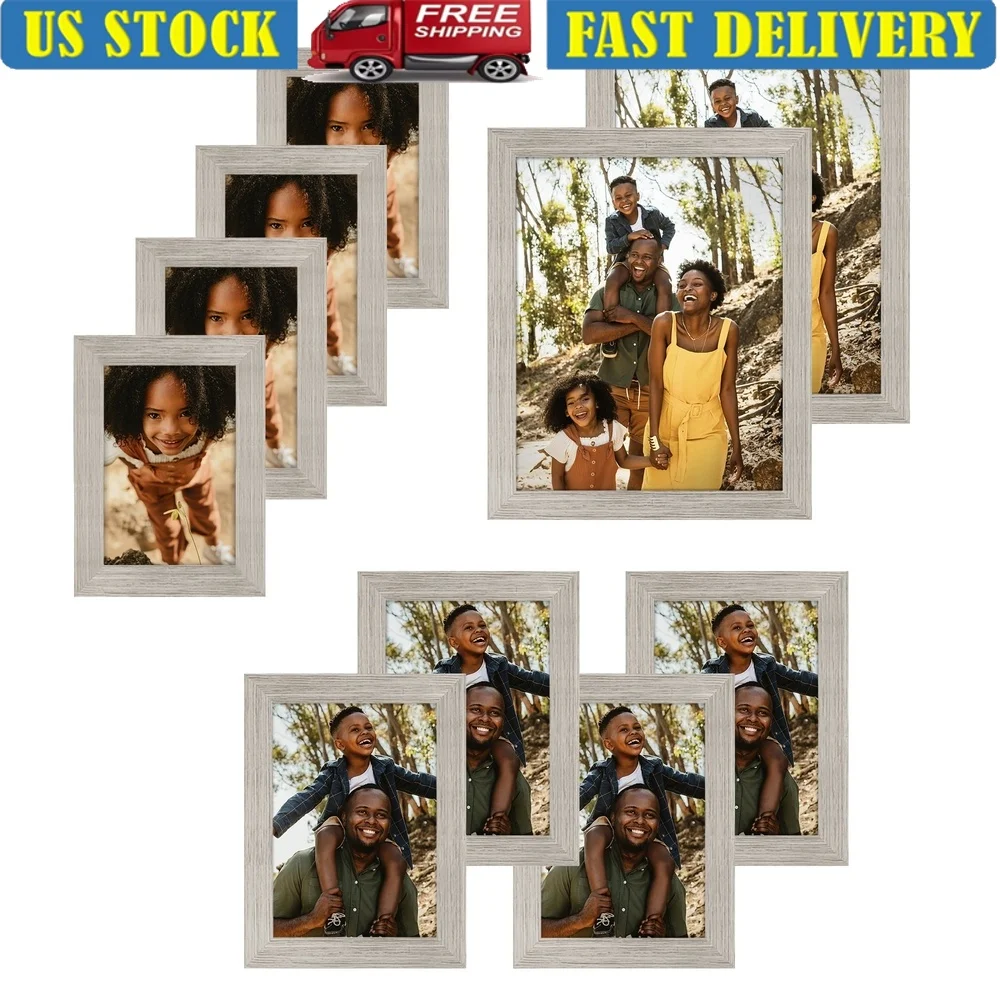 

Set of 10 Gallery Wall Picture Frames Collage Display 8x10 5x7 4x6 Durable Shatterproof Glass Easy to Hang Multi Size
