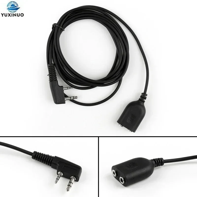2m Long Audio Cable 2-Pin K-head Kenwood Baofeng Walkie Talkie Microphone Headset Male to Female Extension Cable Hand Mic Core
