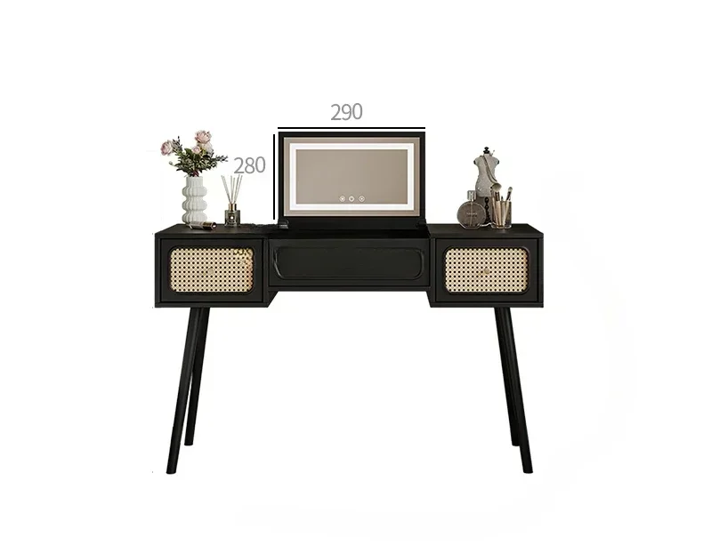 American Retro Rattan Flip Dressing Table Bedroom French Small Apartment Master Bedroom Cosmetic Mirror Makeup Table