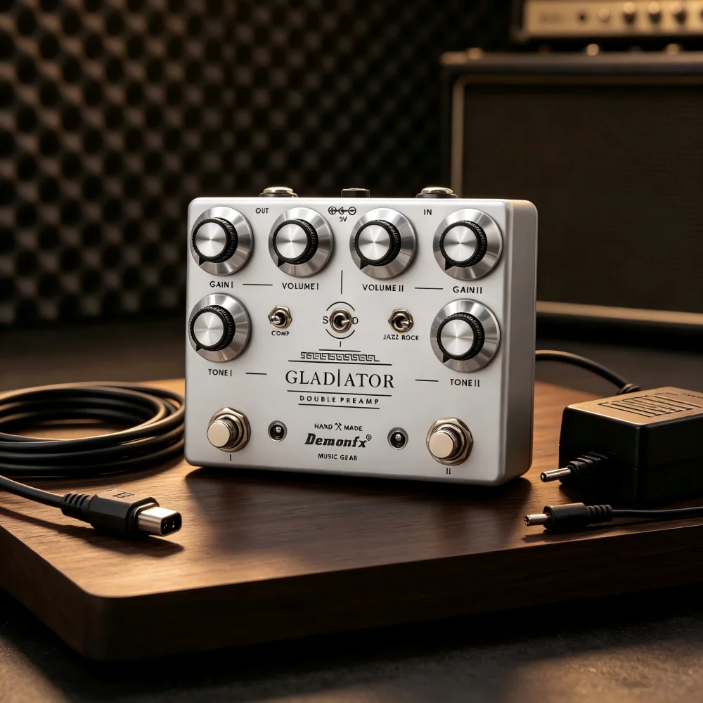 GLADIATOR Double Preamp Channels Guitar Effect Pedal Overdrive Realistic Tube-Compression Touch-Sensitive Response for Guitarist