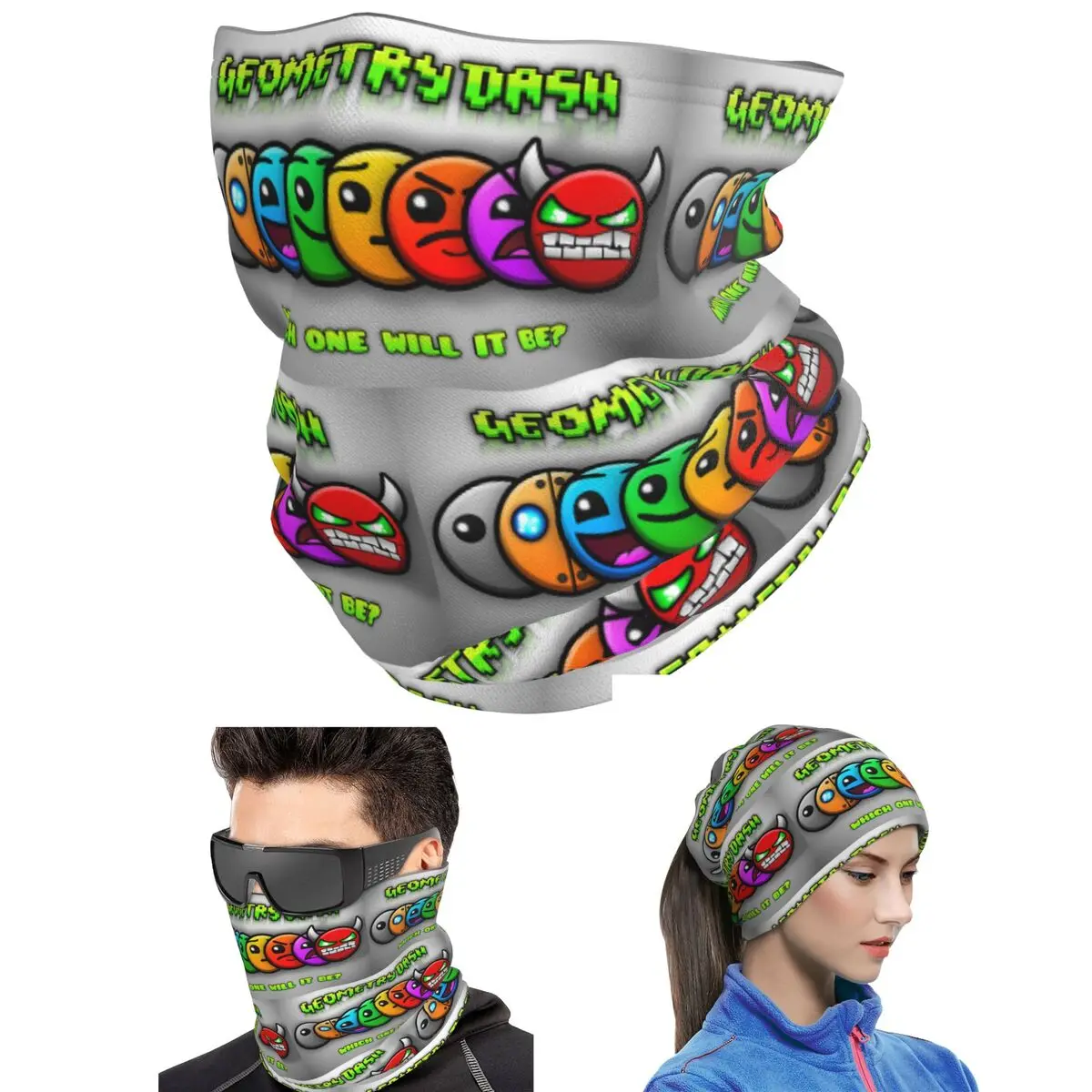 Video Game Geometry Dash Bandana Neck Cover Printed Face Scarf Multi-use Face Mask For Men Women Adult Windproof