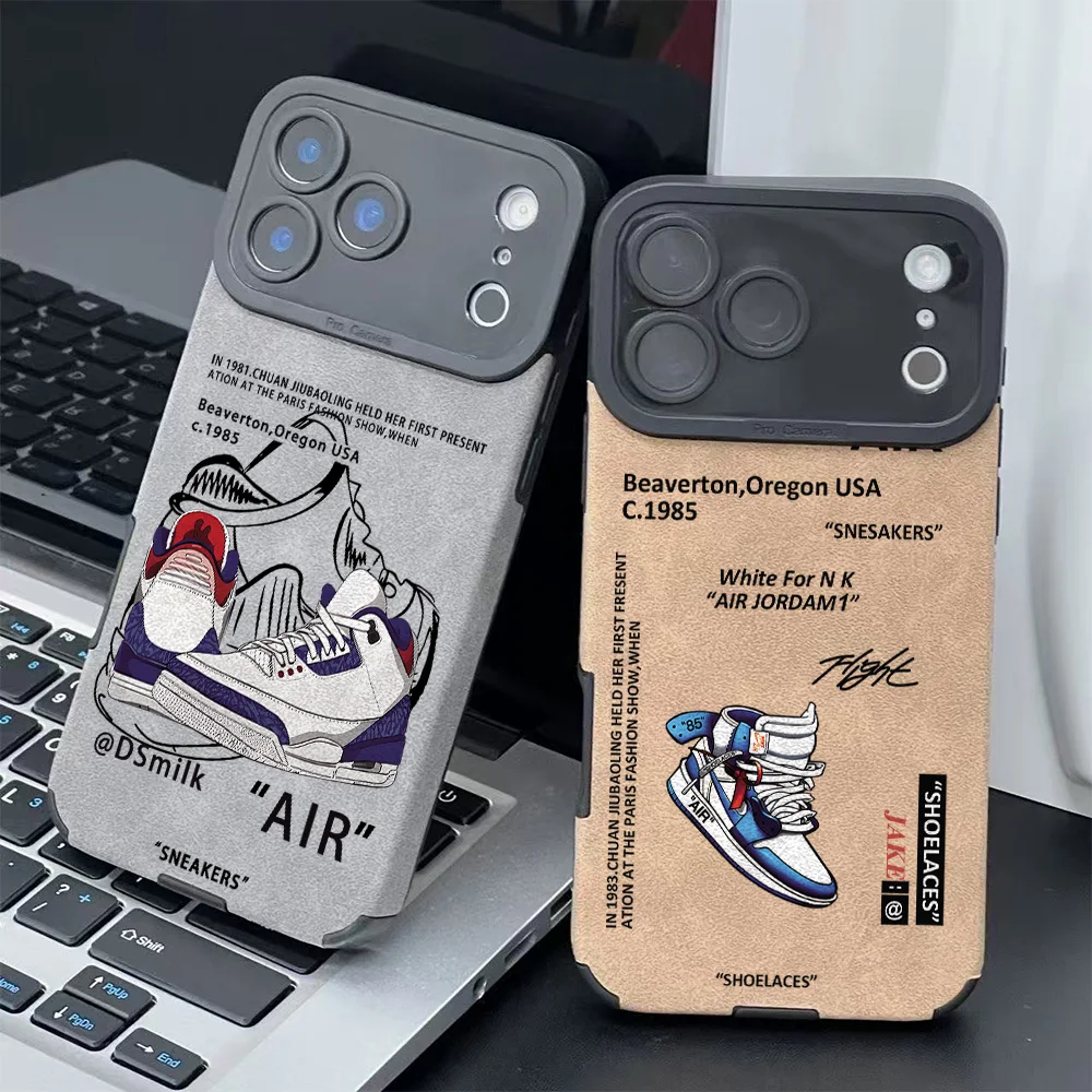 Funda de Teléfono de Piel de Cordero de Lujo con Etiqueta de Tenis de Moda para iPhone 17 16 Pro Max Air 15 14 13 12 11 Pro XS Max X XR 7