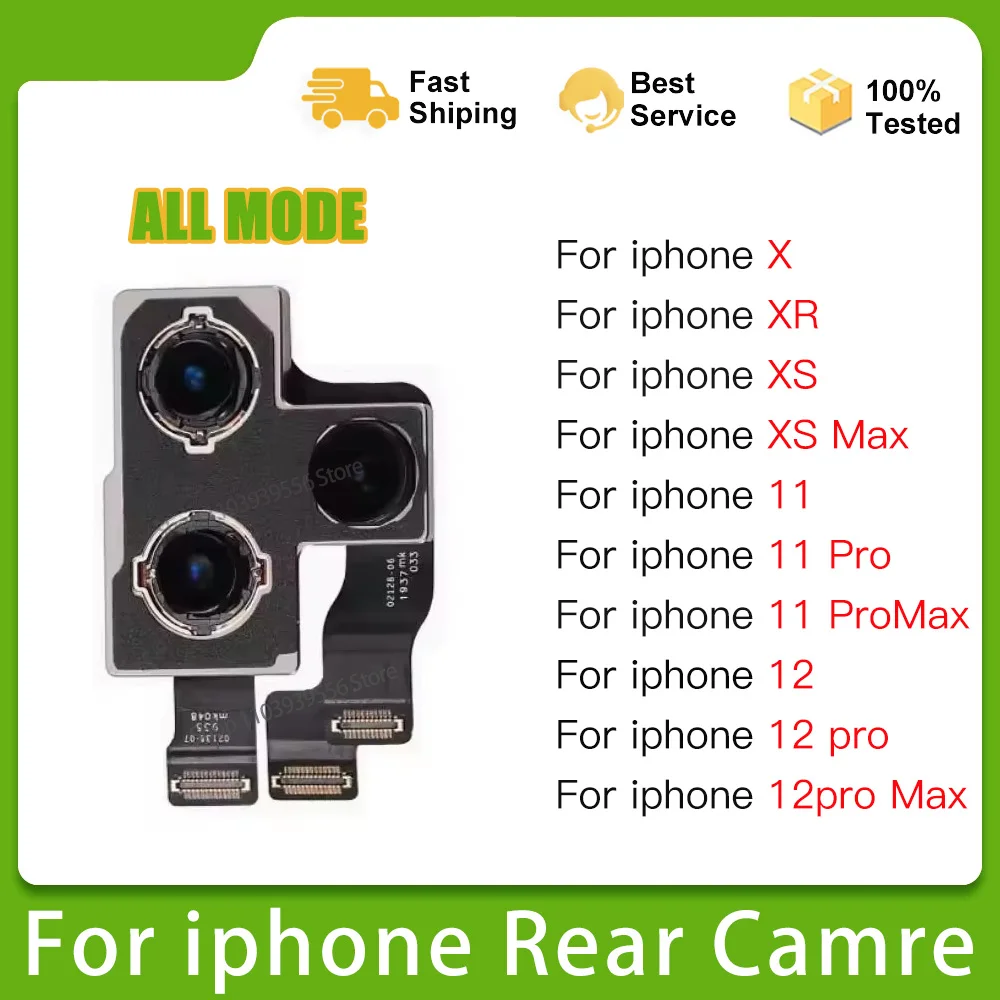 Rear Camera For iPhone X XR XS 11 13 12pro max Large Rear Camera Flexible Cable Replacement For iPhone 12 pro max camera Tested