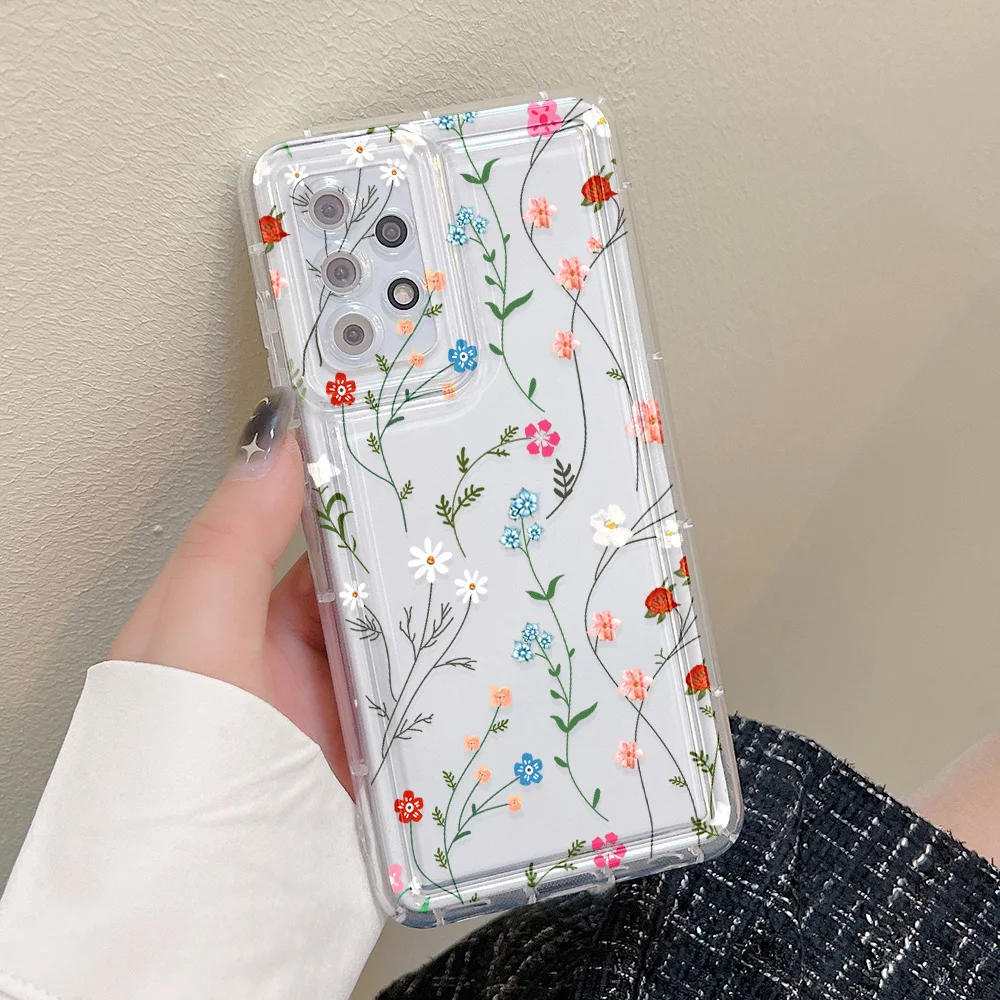 Miękkie etui dla Samsung A54 5G A55 A34 A33 A53 A15 A14 A13 A05 A52 A32 A23 A24 A73 S24 Ultra S23 Plus S21 S22 S20 FE Flower Cover