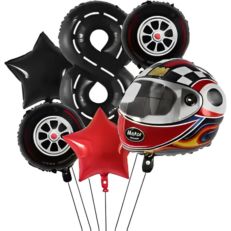 6PCS Motor Helm Ballon Rad Reifen Racing Luftballons Geburtstag Dekor Jungen Rennen Auto Dirt Bike Motocross Hot Rad Party liefert – Detail 10