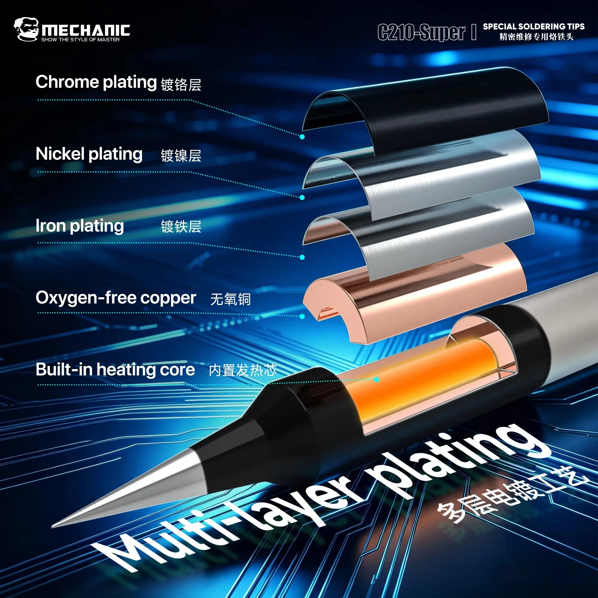 Mechanic C210 Super I Soldering Tip Ultra Fine Flying Leads Jump Wire Precision Phone PCB Board Repair Tools
