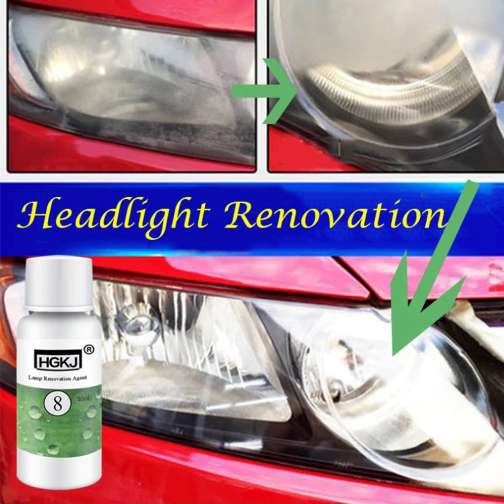 HGKJ 8 Car Headlight Refurbished Agent 50ML Headlight Polishing Repair Kit Nano Hydrophobic Coating Anti Rain Spray For Glass