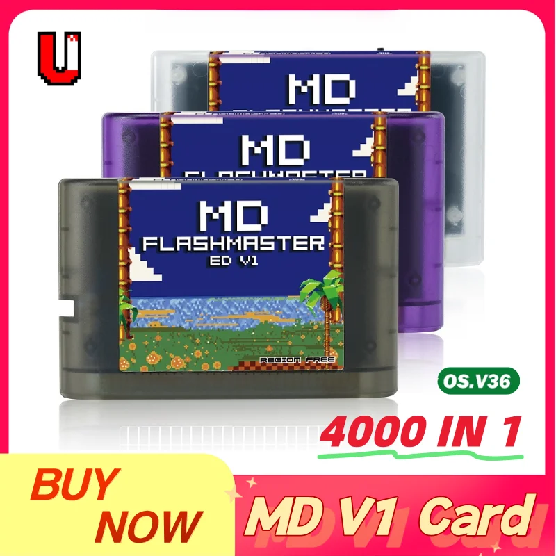 Mega Drive V1 4000 in 1 With 8GB TF Card MD Game Card For  Genesis Mega Drive Master System Game Console