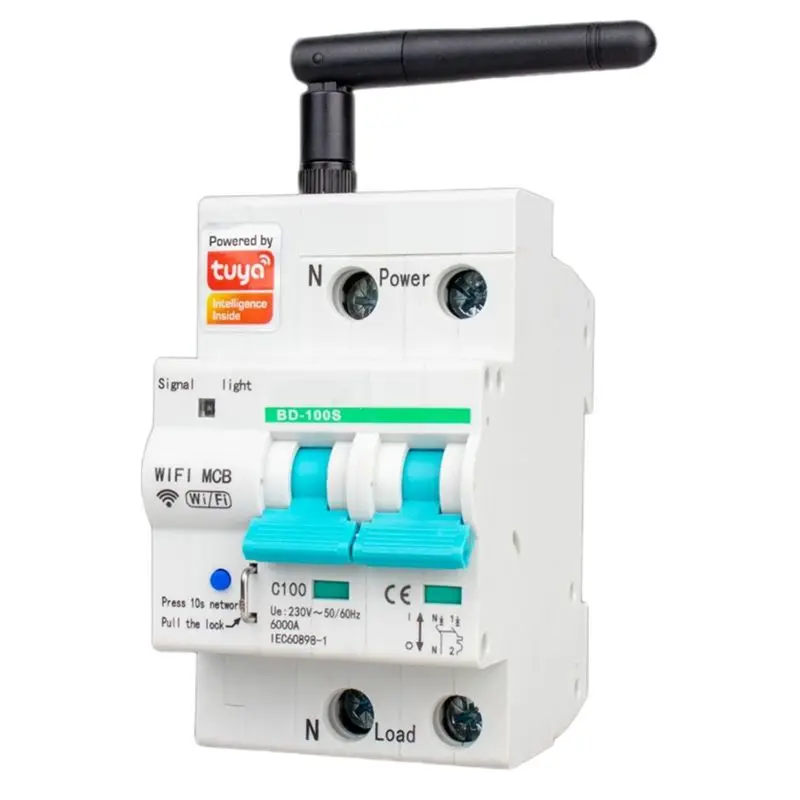 ABZZ-Tuya Circuit Breaker Smart Life Timer Automatic Intelligent Switch Overload Short Circuit Protection 2P