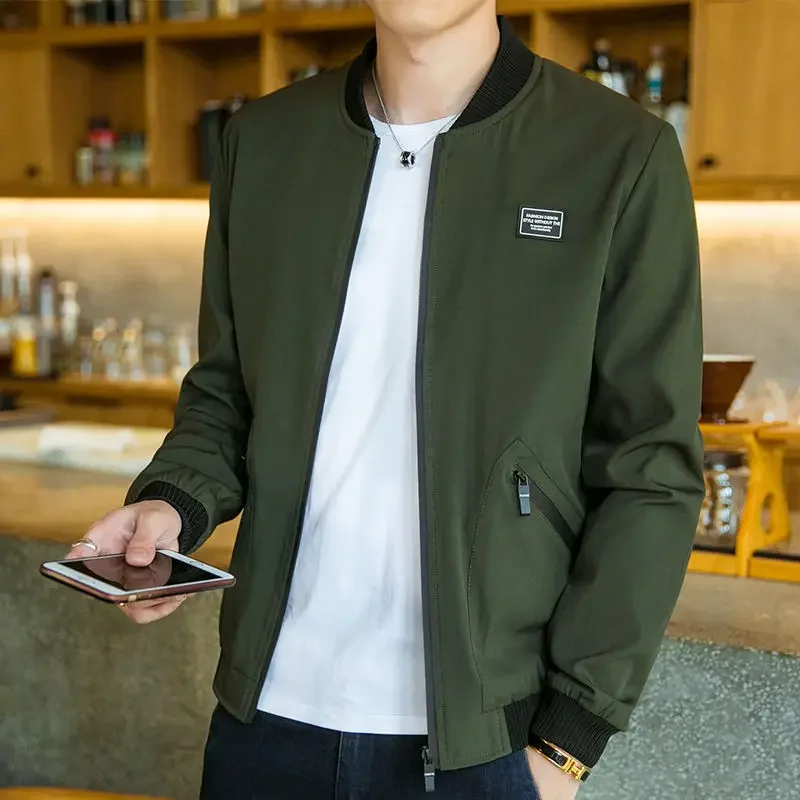 LIBIELIY Fashion Stand Collar Zipper Pockets Spliced Casual Coats Men's Clothing 2025 Autumn Winter Loose Korean Tops All-match