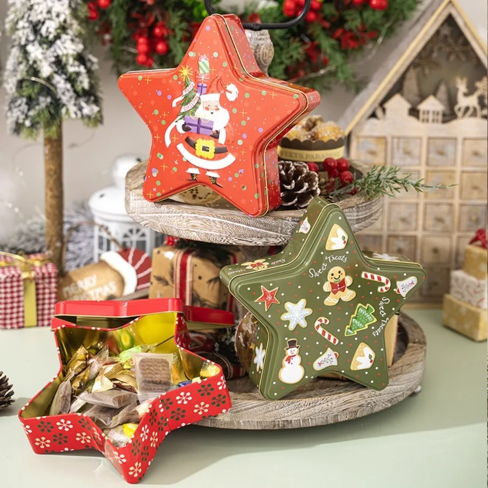 

New Tinplate Christmas Tin Box Cute New Year Candy Box Festival Ornaments Party Supplies Biscuit Tin Christmas