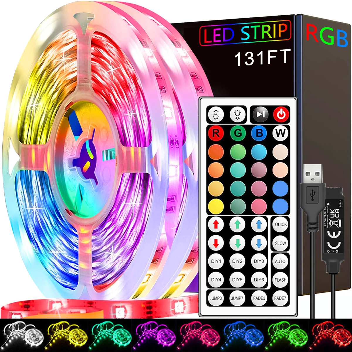 

Многодлинные светодиодные ленты RGB с 44-клавишным пультом дистанционного управления для домашней вечеринки, ТВ, подсветка, настенный декор для спальни, 1 м, 3 м, 5 м, 10 м, 20 м, 30 м, 40 м