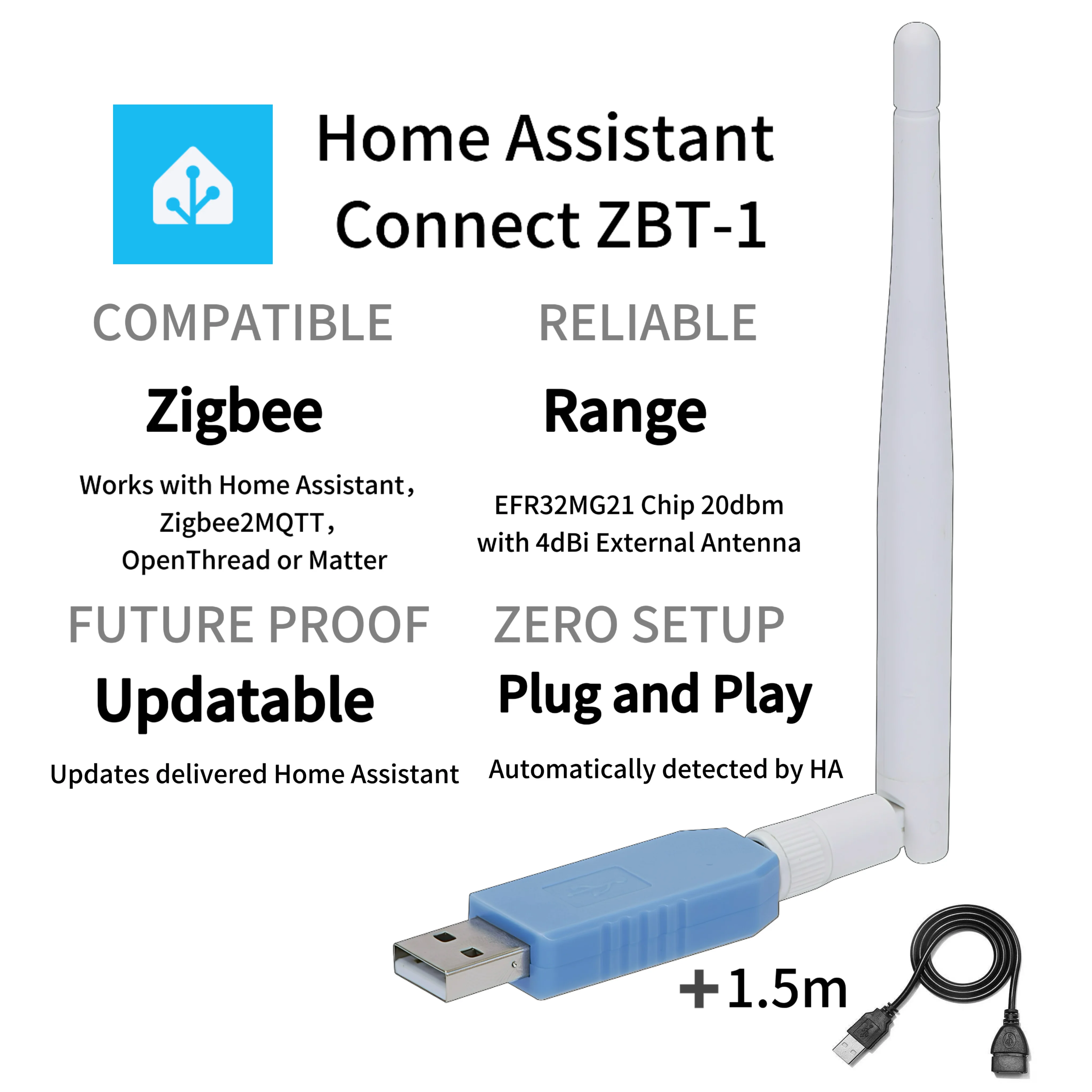 

Official Home Assistant Connect ZBT-1ZigbeeGateway USB Dongle-Supports Matter & Thread, SkyConnect Replacement, Smart HomeBridge