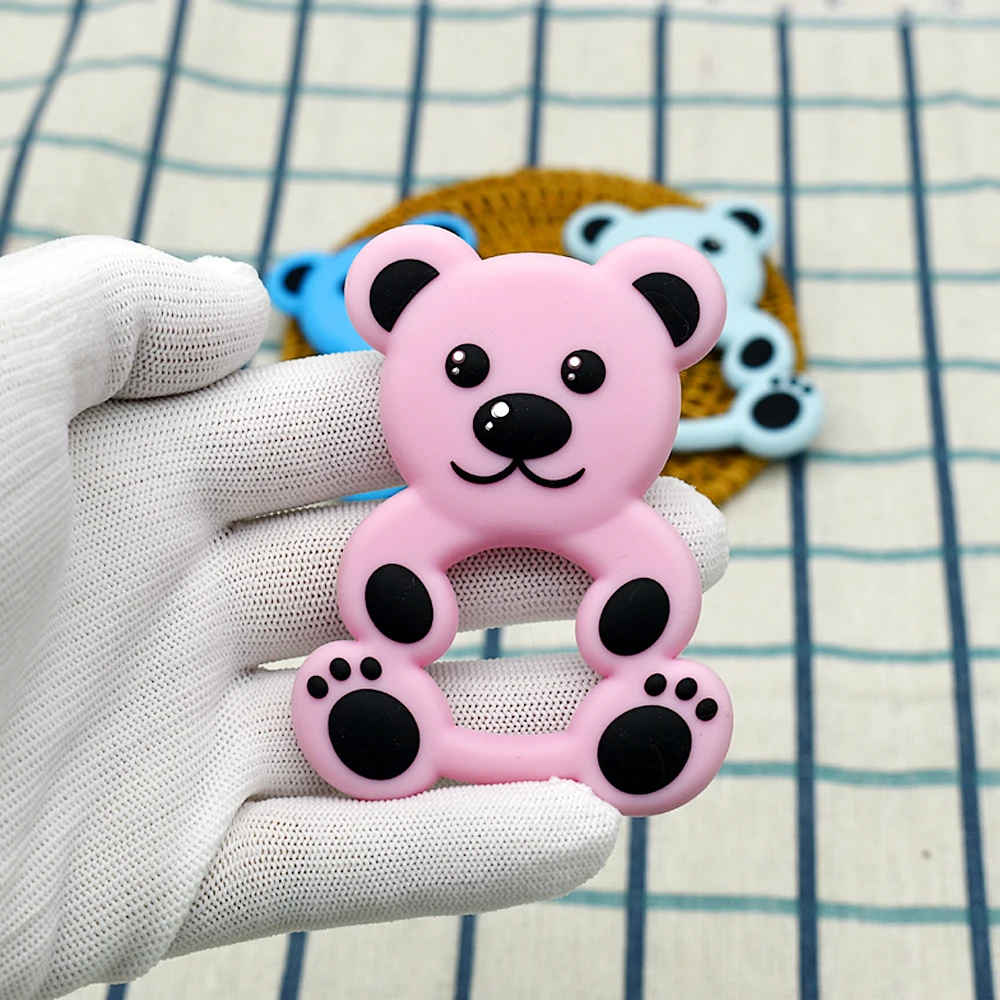 Baby Silicone Teether Toy BPA Free Cartoon Rodent Teddy Bear Teething Toys Necklace Pendant Accessories Infant Chewing Teether